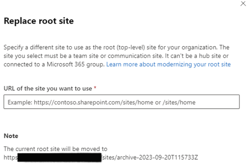 Replace Root site